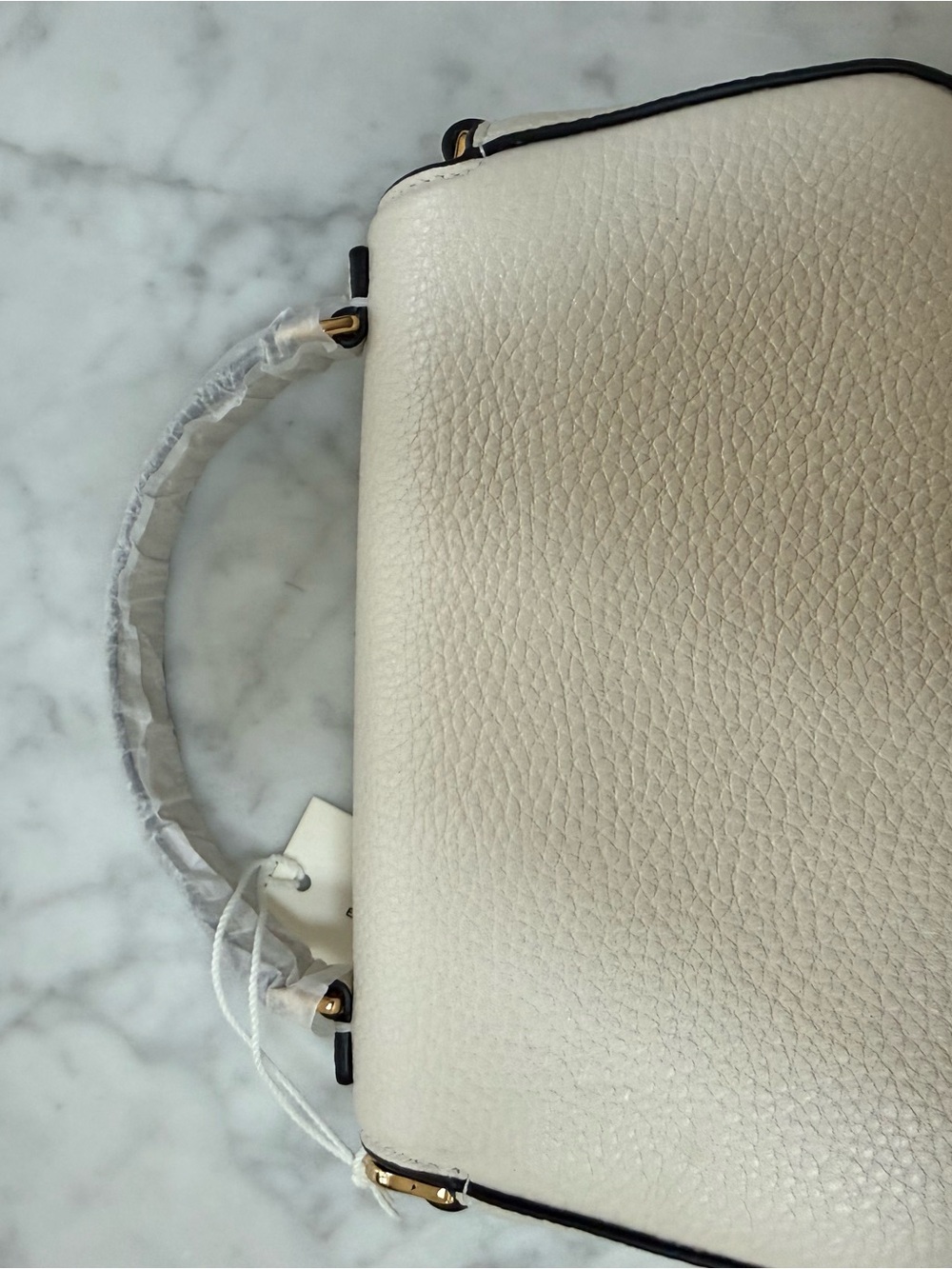 Tory Burch Britten Mini Pebbled Leather Top-Handle Crossbody Cream - Picture 8 of 9